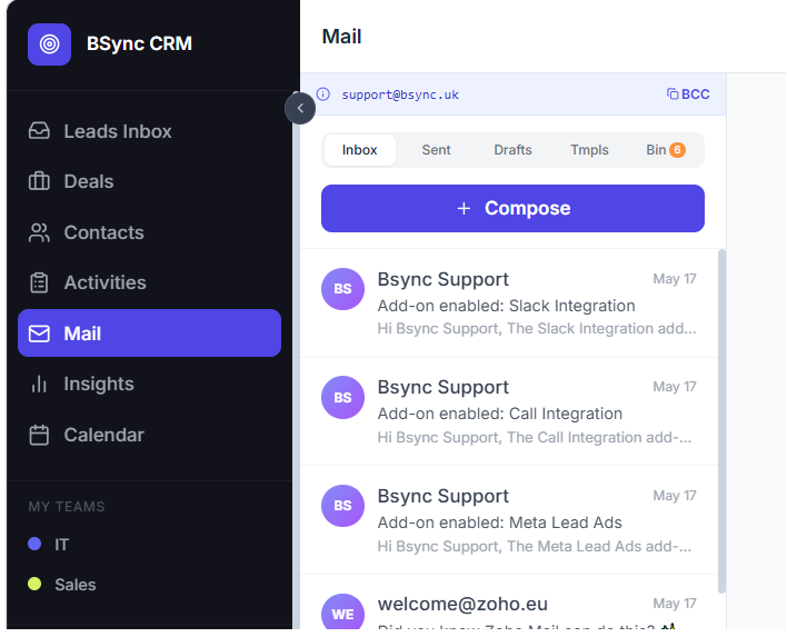 Bsynced CRM Dashboard
